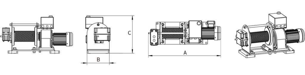 Inline Industrial Winch, Automatic Rope Spooling System, Fixed Rope Outlet, Multi-Unit Synchronous Operation - 1