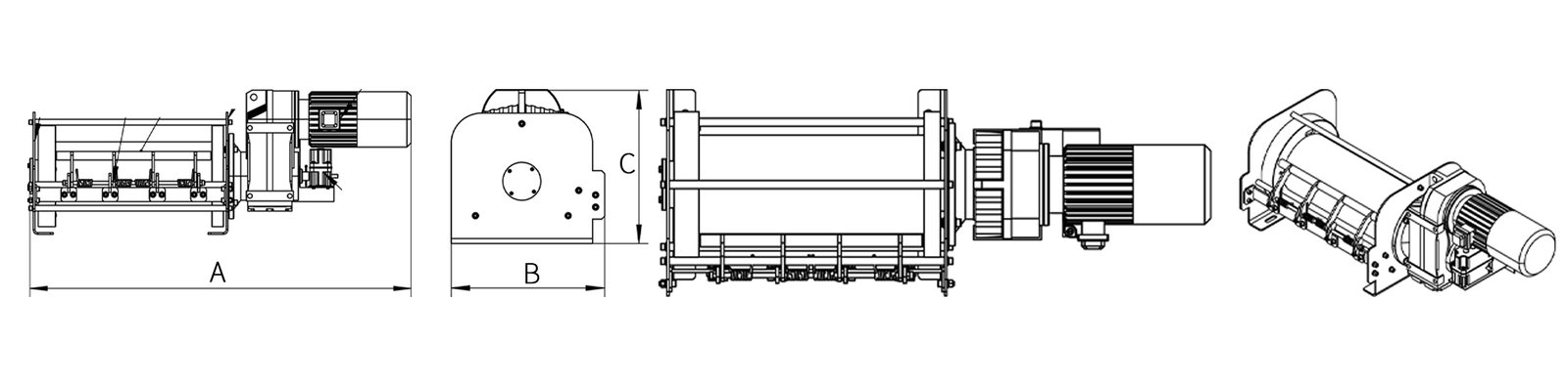 Cable Pull Winch 150m Cable 8.5m/min Speed with Rope Press Limit Switch & EM Brake Design for Space-Limited Operations ODM - 1