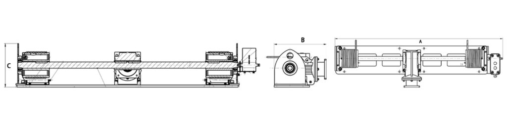 500 kg servo double-drum winch dimensional drawing