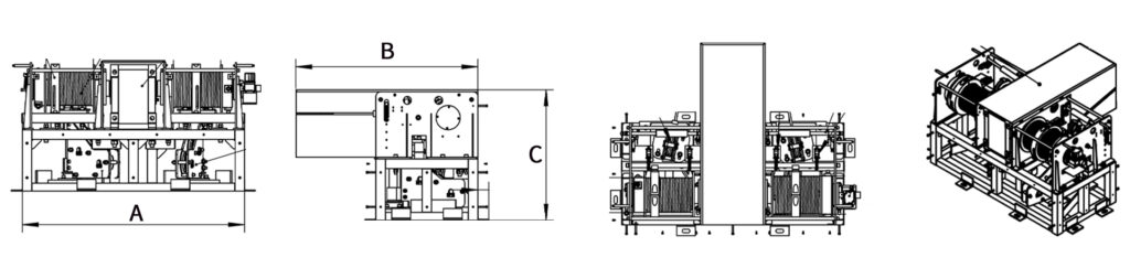 Cabrestante eléctrico síncrono de doble cable - Para izamiento de muros cortina de edificios, salida de cable fija y alineación precisa - 1
