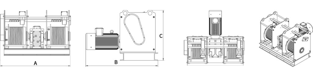 Cabrestante eléctrico síncrono de doble tambor - Diseño tipo T, regulación de velocidad de frecuencia variable, frenado de seguridad 1 Cabrestante eléctrico síncrono de doble tambor - Diseño tipo T, regulación de velocidad de frecuencia variable, frenado de seguridad - 1